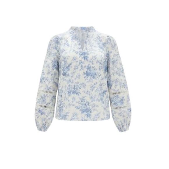 TUCKERNUCK Forget Me Not Floral Camden Blouse Szie S NWT Retail $198 Tuckernuck - Picture 8 of 8